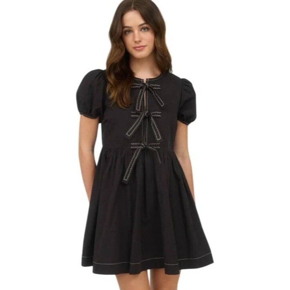 Blue Pepper Black Babydoll Mini Dress Size L NWT